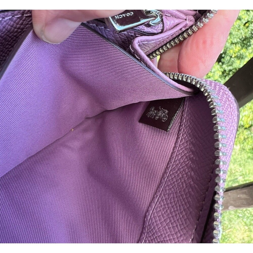 COACH Long Zip-Around Purple Crossgrain Leather Wallet Silver Hardware AUTHENTIC - Picture 11 of 11